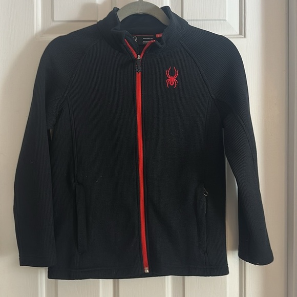 SPYDER Jacket Boy M 10/12 CONSTANT STRYKE Waffle Sweater Coat Fleece Full Zip - Picture 2 of 5
